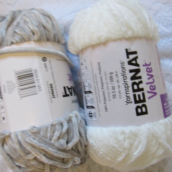 Bernat Other - Lot of 2 Bernat Yarnspirations Velvet Yarn 10.5 Oz ~ 300G(each), White & Grey
